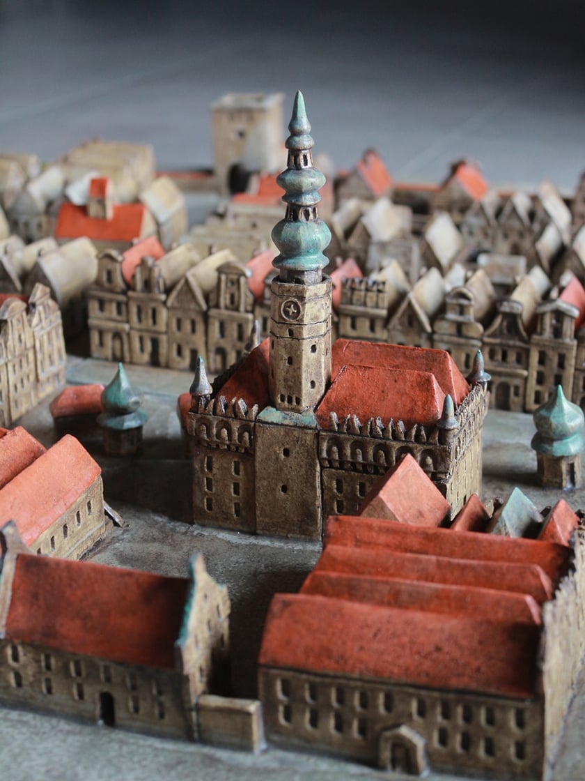 Ceramiczna makieta Strzelina na podstawie XVIII-wiecznego rysunku
