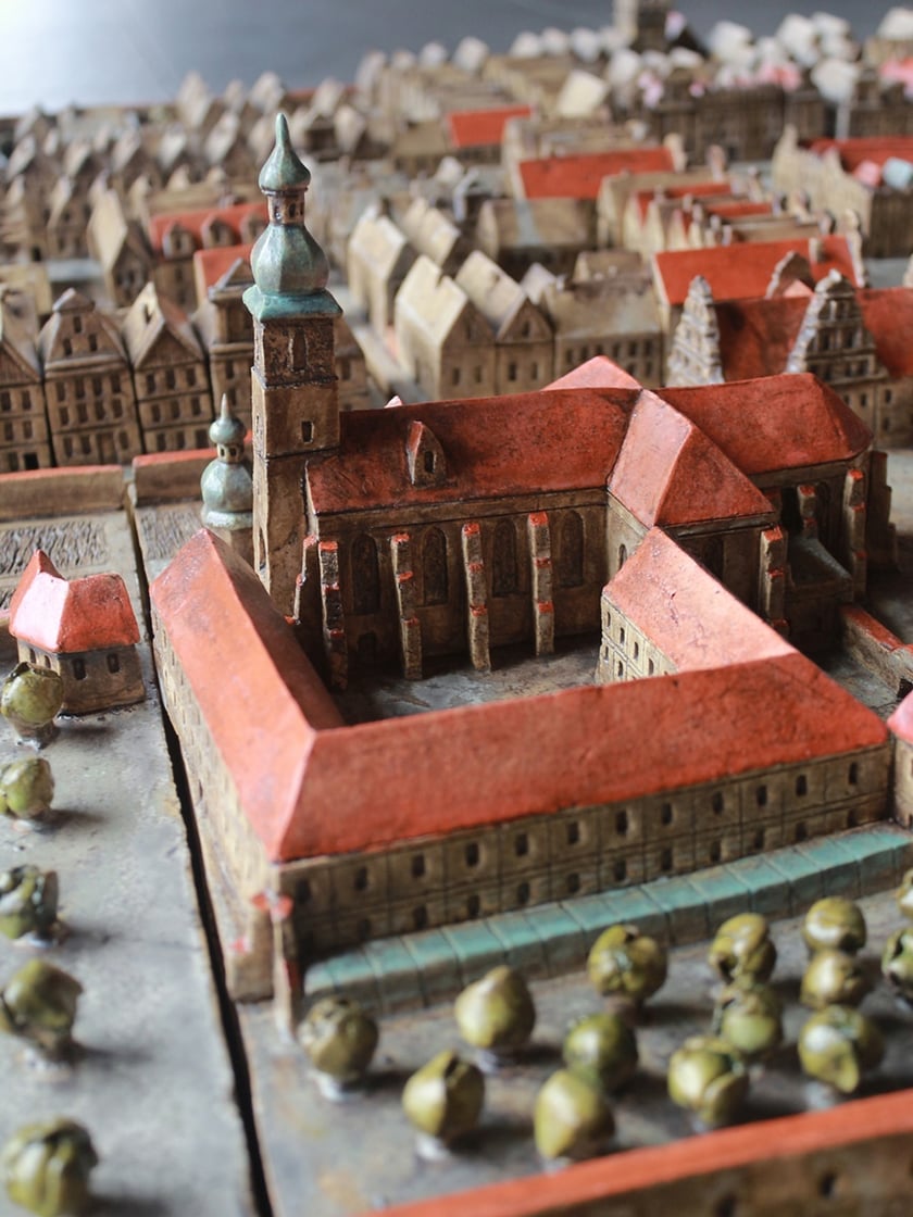 Ceramiczna makieta Strzelina na podstawie XVIII-wiecznego rysunku