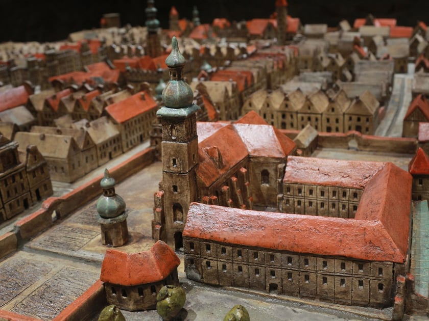 Ceramiczna makieta Strzelina na podstawie XVIII-wiecznego rysunku