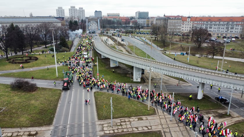 Strajk rolników w centrum Wrocławia 15 lutego