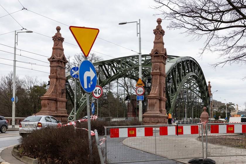 Remontowany mosty Zwierzyniecki, luty 2024