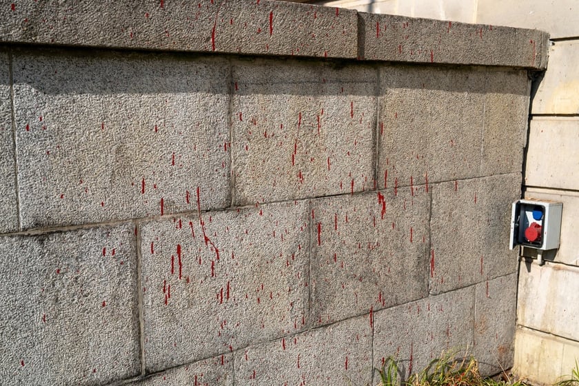 Uszkodzenia budynku Urzędu Wojewódzkiego po demonstracji rolników