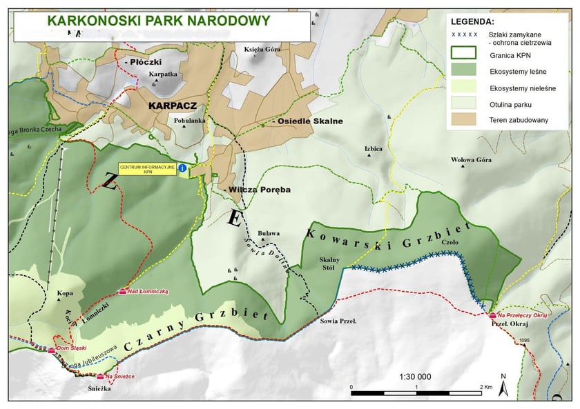 Mapki ze szlakami z ograniczonym ruchem turystycznym