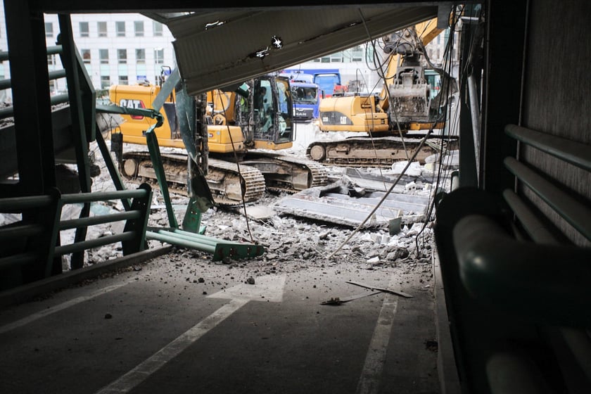 Wyburzanie parkingu przy Swobodnej, luty 2023