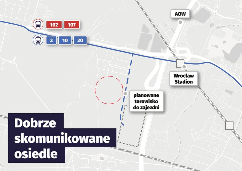 Mapa z lokalizacją nowej zajezdni tramwajowej.