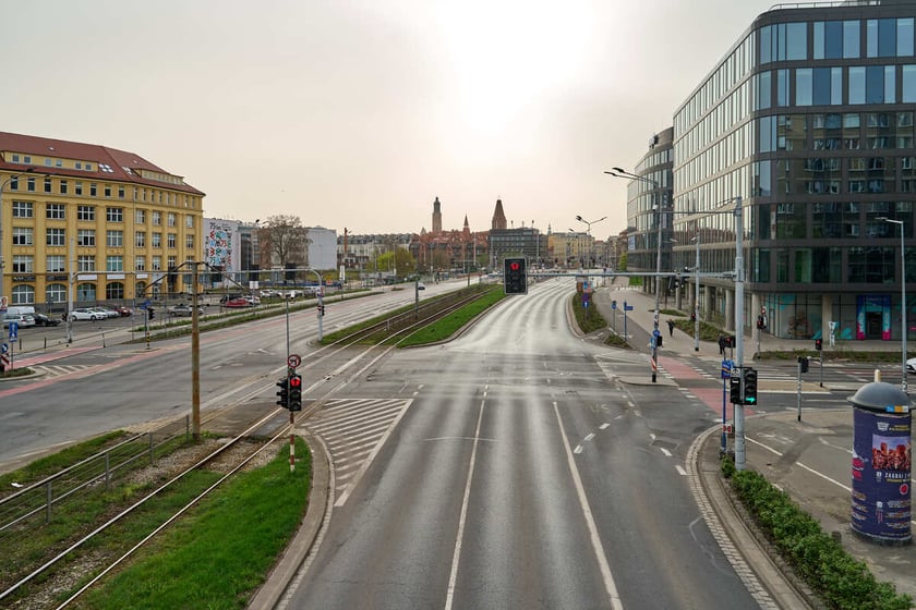 Puste miasto. Wrocław bez ludzi i bez samochodów. 31.03.2024