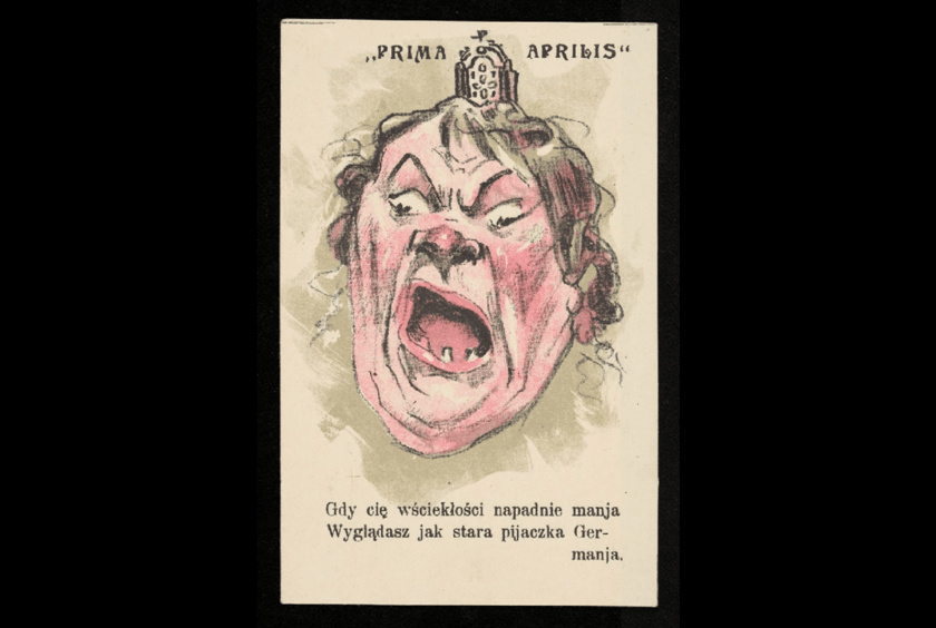 Poczt&oacute;wka primaaprilisowa - karykatura polityczna z lat 1914-1918