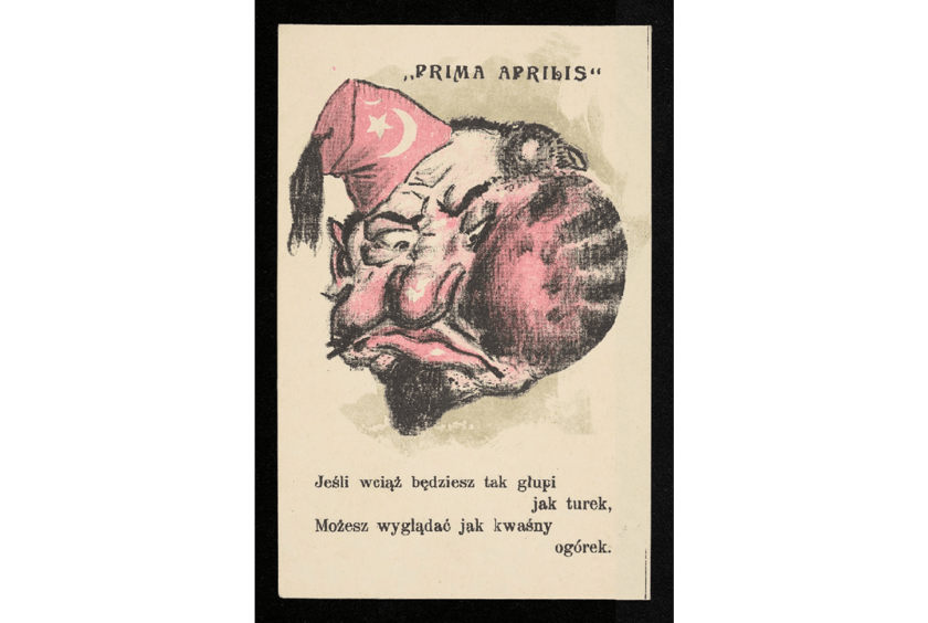 Poczt&oacute;wka primaaprilisowa - karykatura polityczna z lat 1914-1918