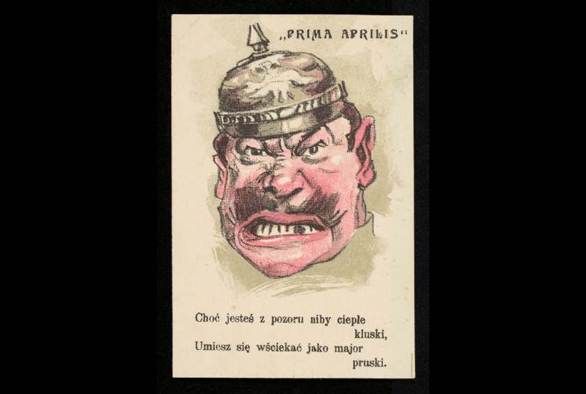 Poczt&oacute;wka primaaprilisowa - karykatura polityczna z lat 1914-1918