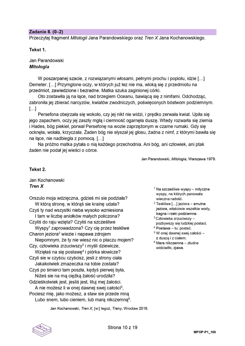 Formuła 2023, matura z języka polskiego
