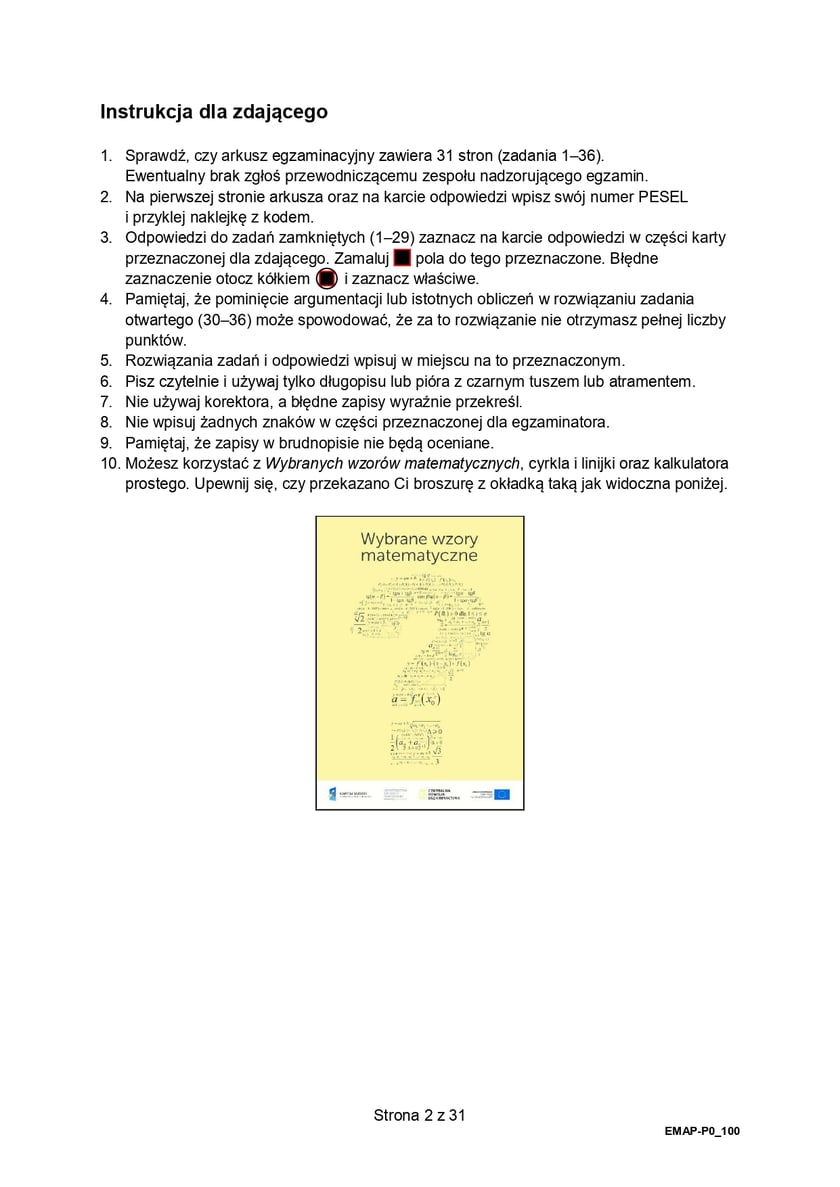 Formuła 2015, matura z matematyki