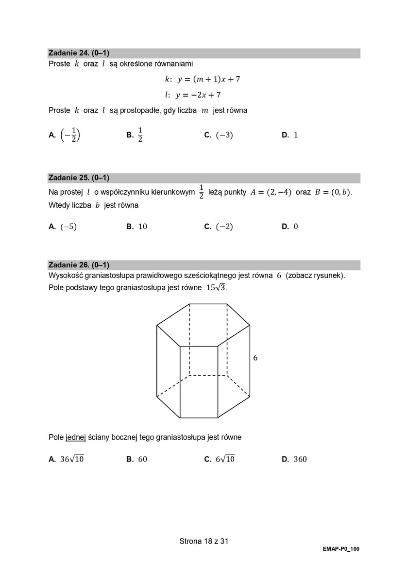 Formuła 2015, matura z matematyki