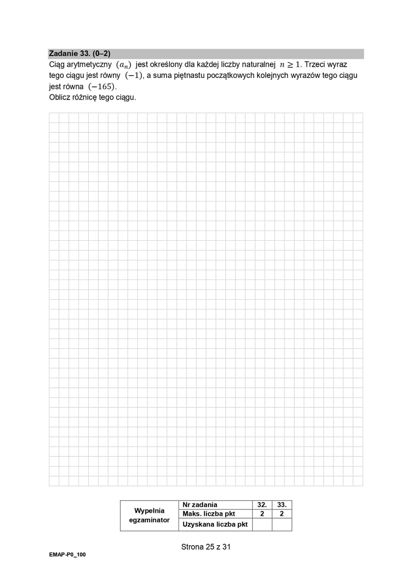 Formuła 2015, matura z matematyki