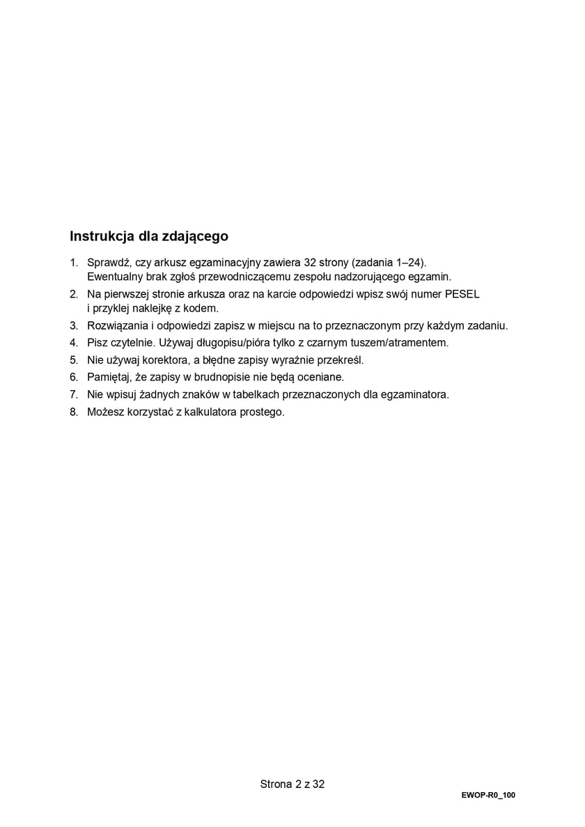 Formuła 2015, matura WOS (poziom rozszerzony)