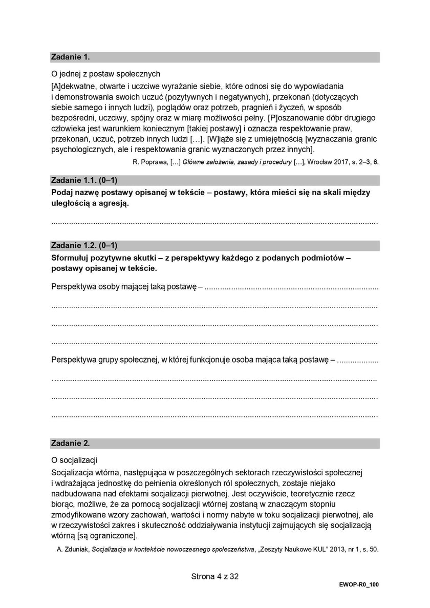 Formuła 2015, matura WOS (poziom rozszerzony)