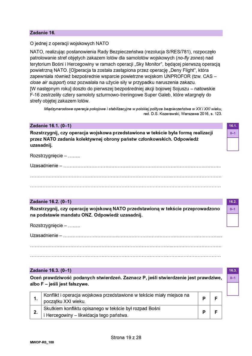 Formuła 2023, matura WOS (poziom rozszerzony)