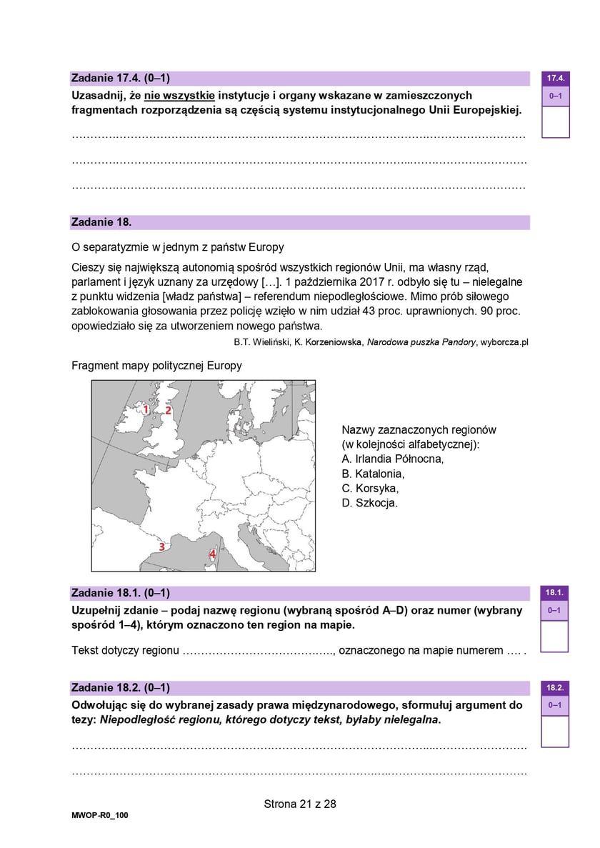 Formuła 2023, matura WOS (poziom rozszerzony)