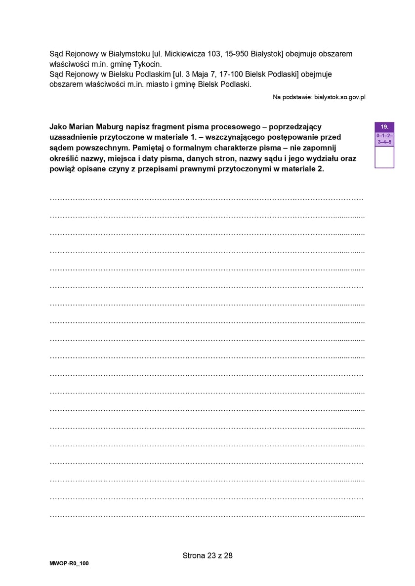 Formuła 2023, matura WOS (poziom rozszerzony)