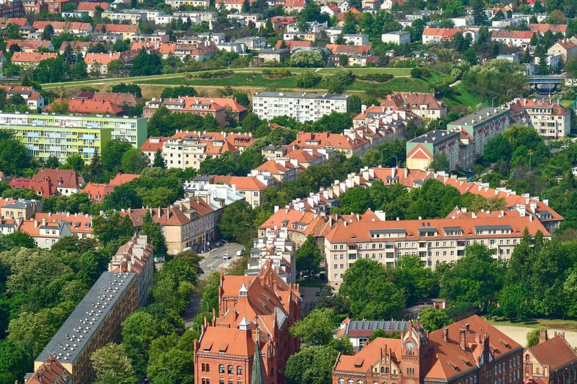 Panorama Wrocławia z tarasu widokowego na Sky Tower