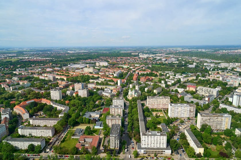 Panorama Wrocławia z tarasu widokowego na Sky Tower