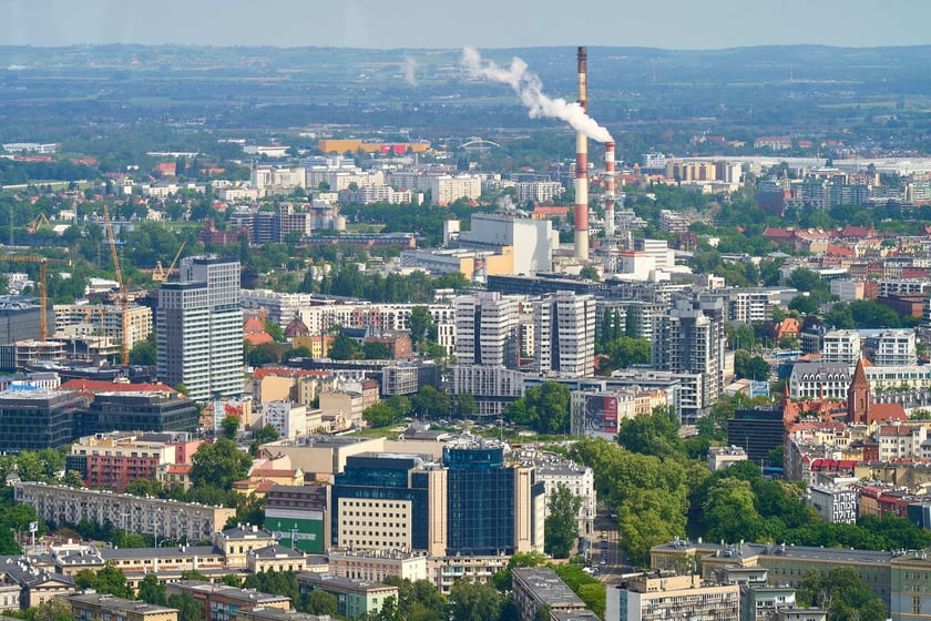 Panorama Wrocławia z tarasu widokowego na Sky Tower