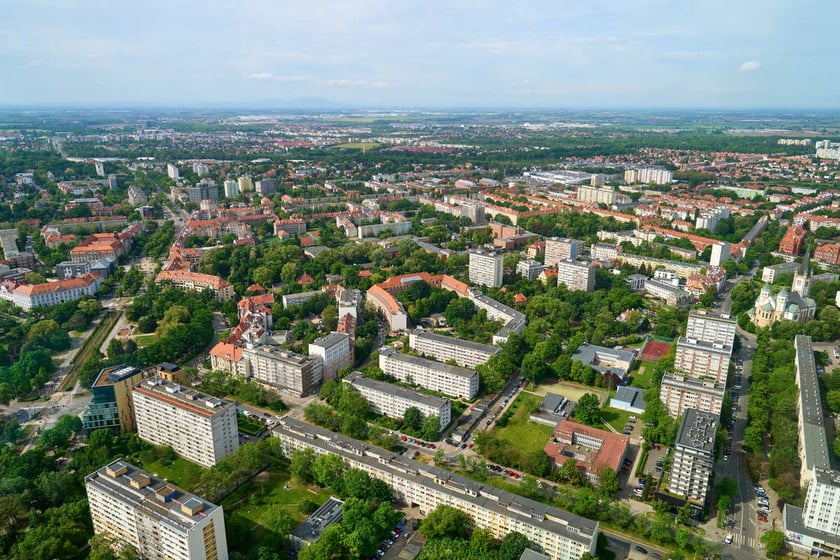 Panorama Wrocławia z tarasu widokowego na Sky Tower