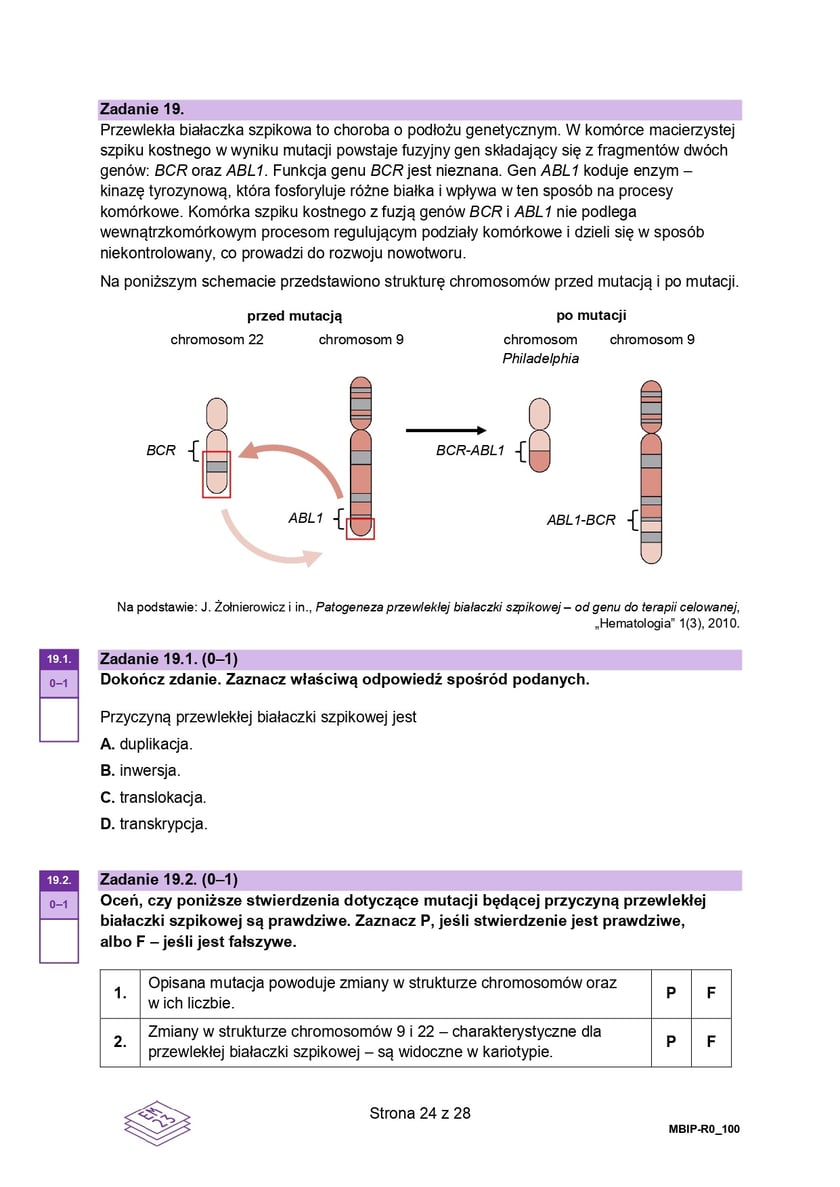 Arkusz CKE: Matura rozszerzona z biologii 2024 - zadania, 14 maja