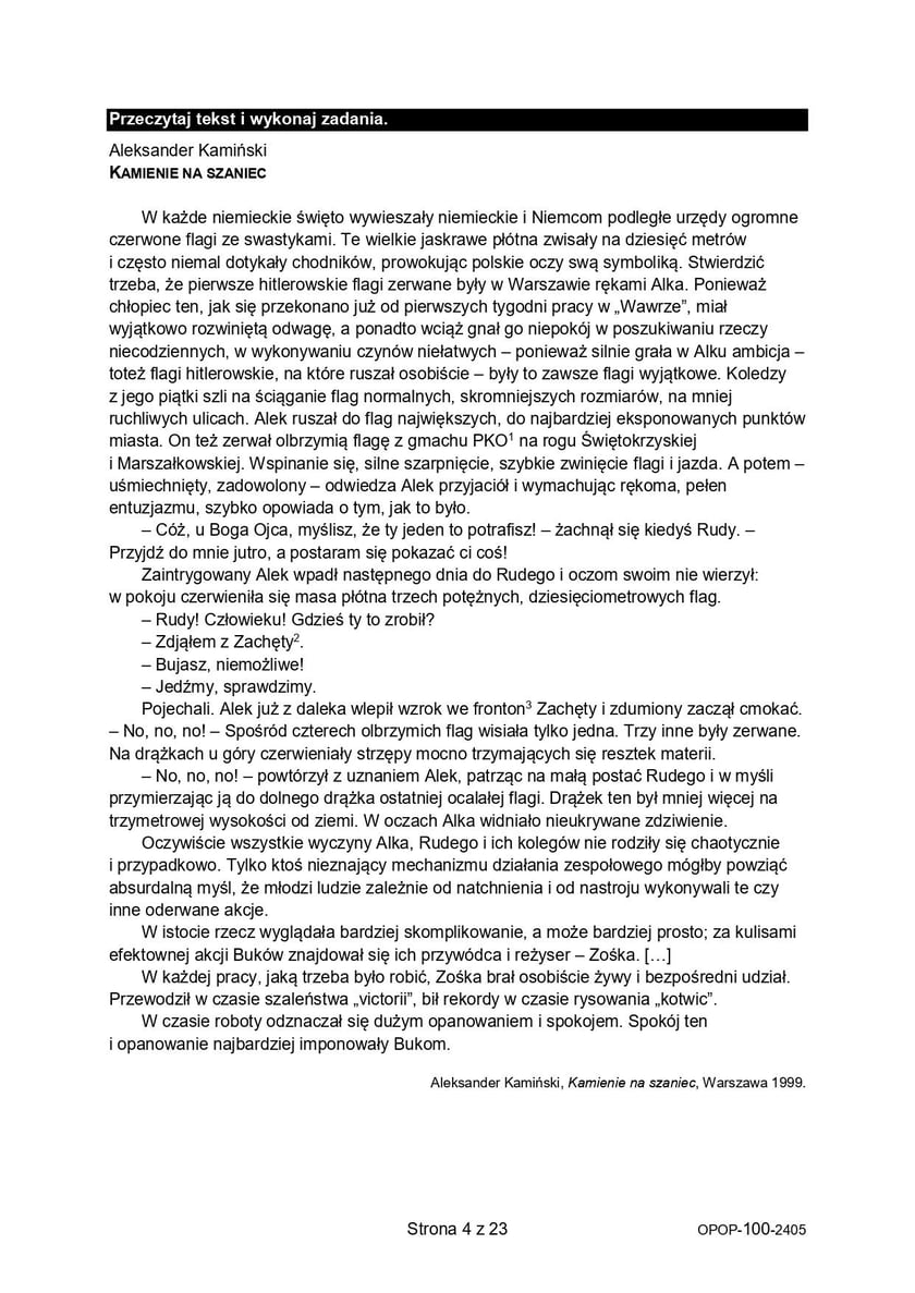 Egzamin ósmoklasisty 2024, arkusz z języka polskiego