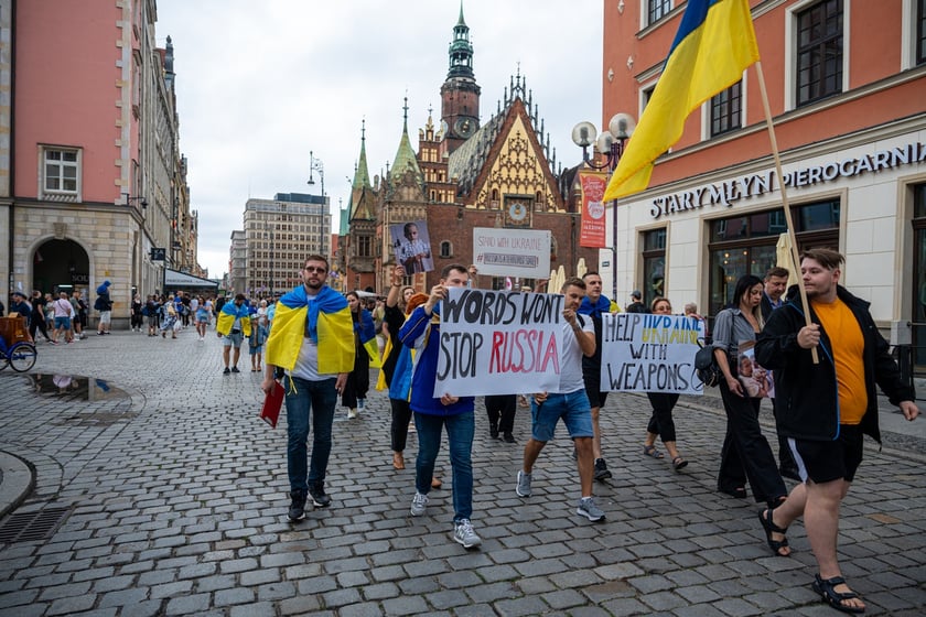 Marsz przeciw zbrodniom rosyjskim dokonywanym w Ukrainie. Wrocław, 13.07.2024