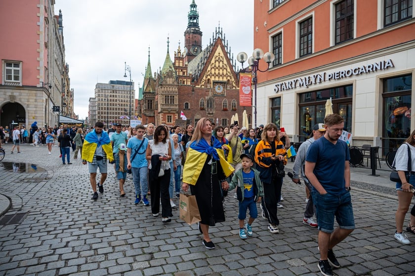 Marsz przeciw zbrodniom rosyjskim dokonywanym w Ukrainie. Wrocław, 13.07.2024