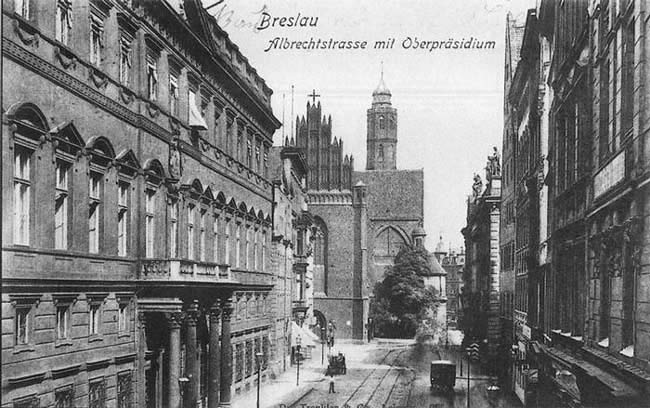 Lata 1900-1920, ul.Wita Stwosza. Po lewej pałac Hatzfeld&oacute;w