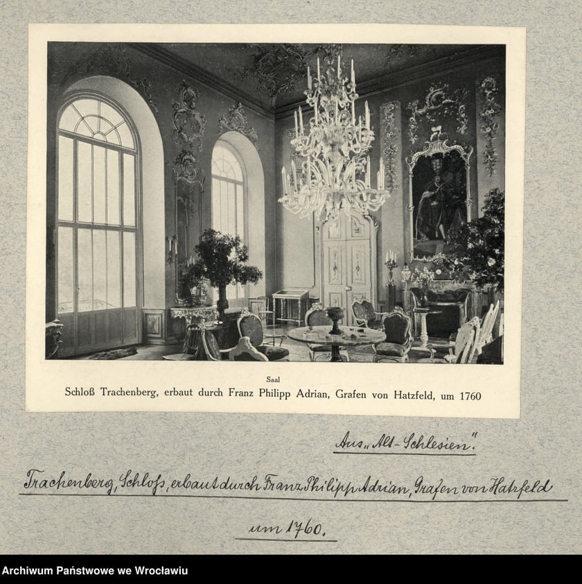 Pałac Hatzfeldt&oacute;w - wnętrze (jedna z sal pałacowych) 1920