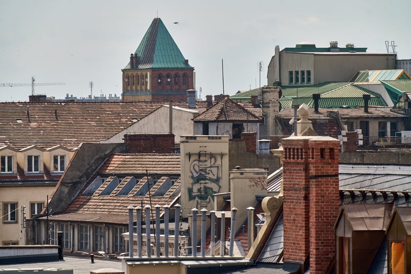 Panorama Wrocławia ze szczytu kamienicy na pl. Solnym
