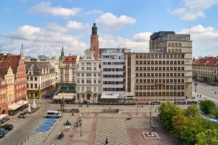 Panorama Wrocławia ze szczytu kamienicy na pl. Solnym