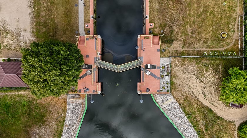 śluza Opatowice, widok z drona