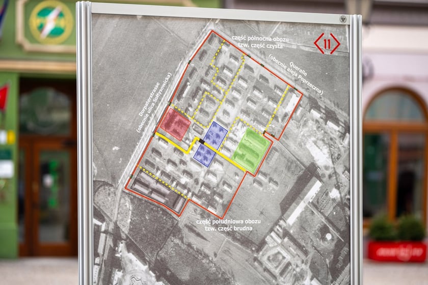 Fragment wystawy Burgweide. Niemiecki obóz przejściowy i obóz pracy. Miejsce – ludzie – pamięć. Rynek we Wrocławiu, styczeń 2024