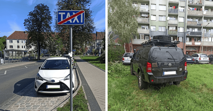Przykłady nieprawidłowego parkowania