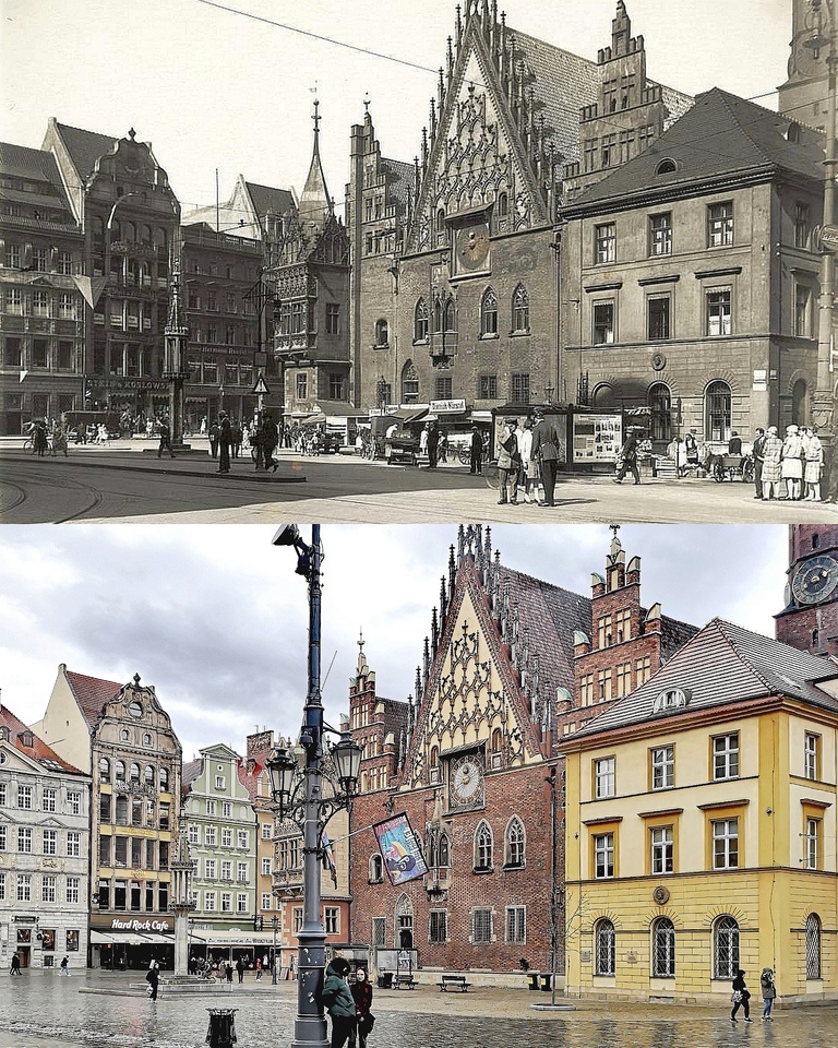 Współczesne i przedwojenne zdjęcia Wrocławia, rynek
