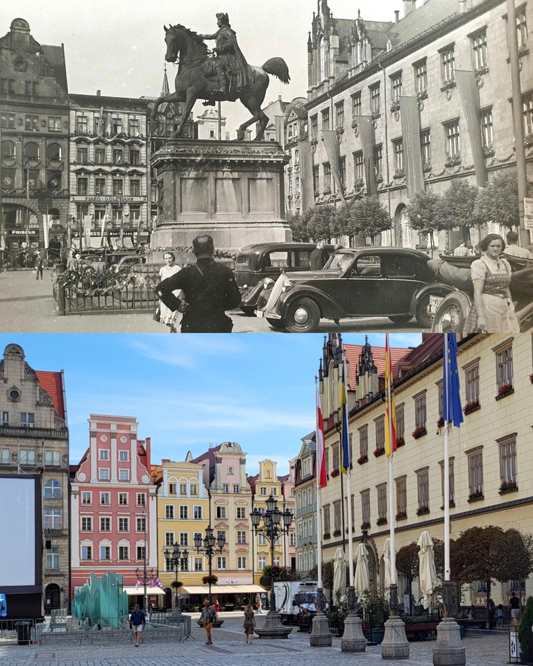 Współczesne i przedwojenne zdjęcia Wrocławia, rynek