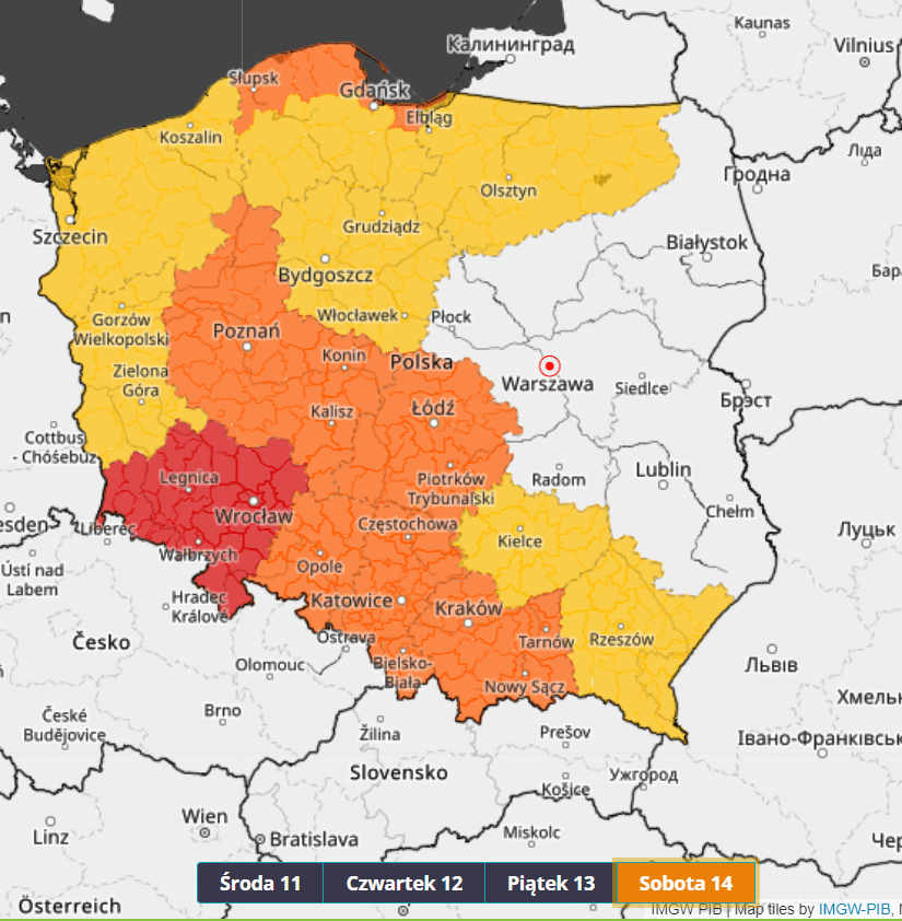 Powiększ obraz: <p>Ostrzeżenie III stopnia przed opadami deszczu (w sobotę)</p>