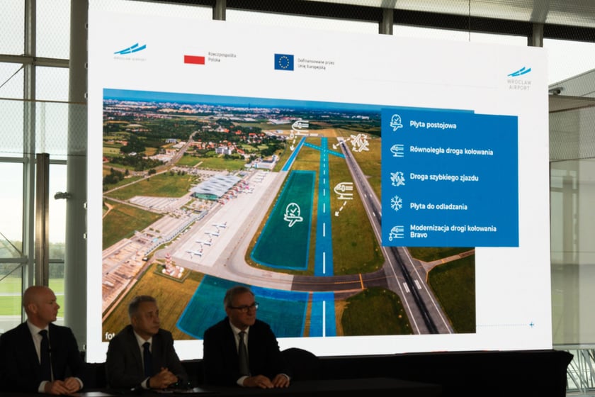 Podpisanie umowy pomiędzy przedstawicielami firm Strabag a Port Lotniczy Wrocław