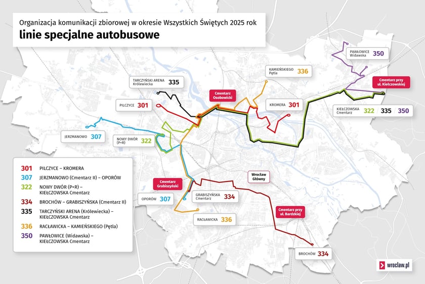 Powiększ obraz: Wszystkich Świętych 2025 - specjalne linie autobusowe