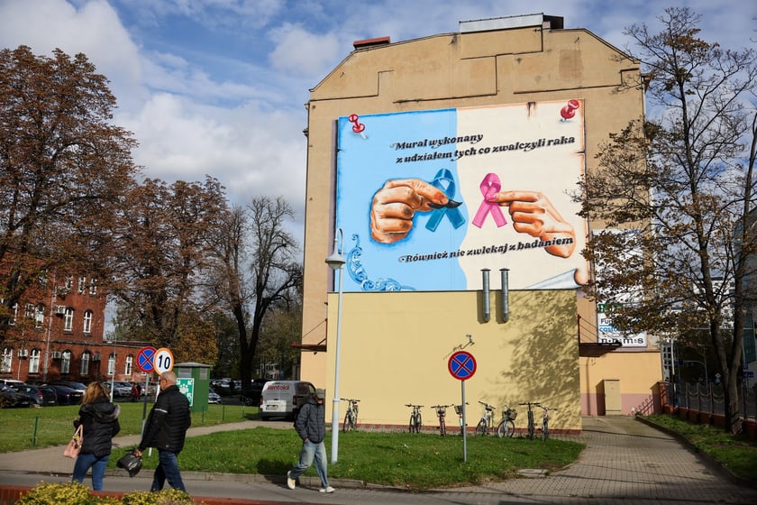 Mural na szpitalu na pl. Hirszfelda (osiedle Powstańców Śląskich)