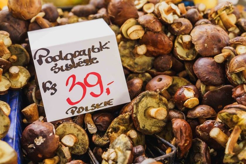 Stoiska z grzybami w Hali Targowej we Wrocławiu