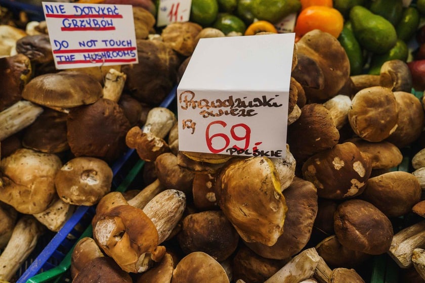 Stoiska z grzybami w Hali Targowej we Wrocławiu
