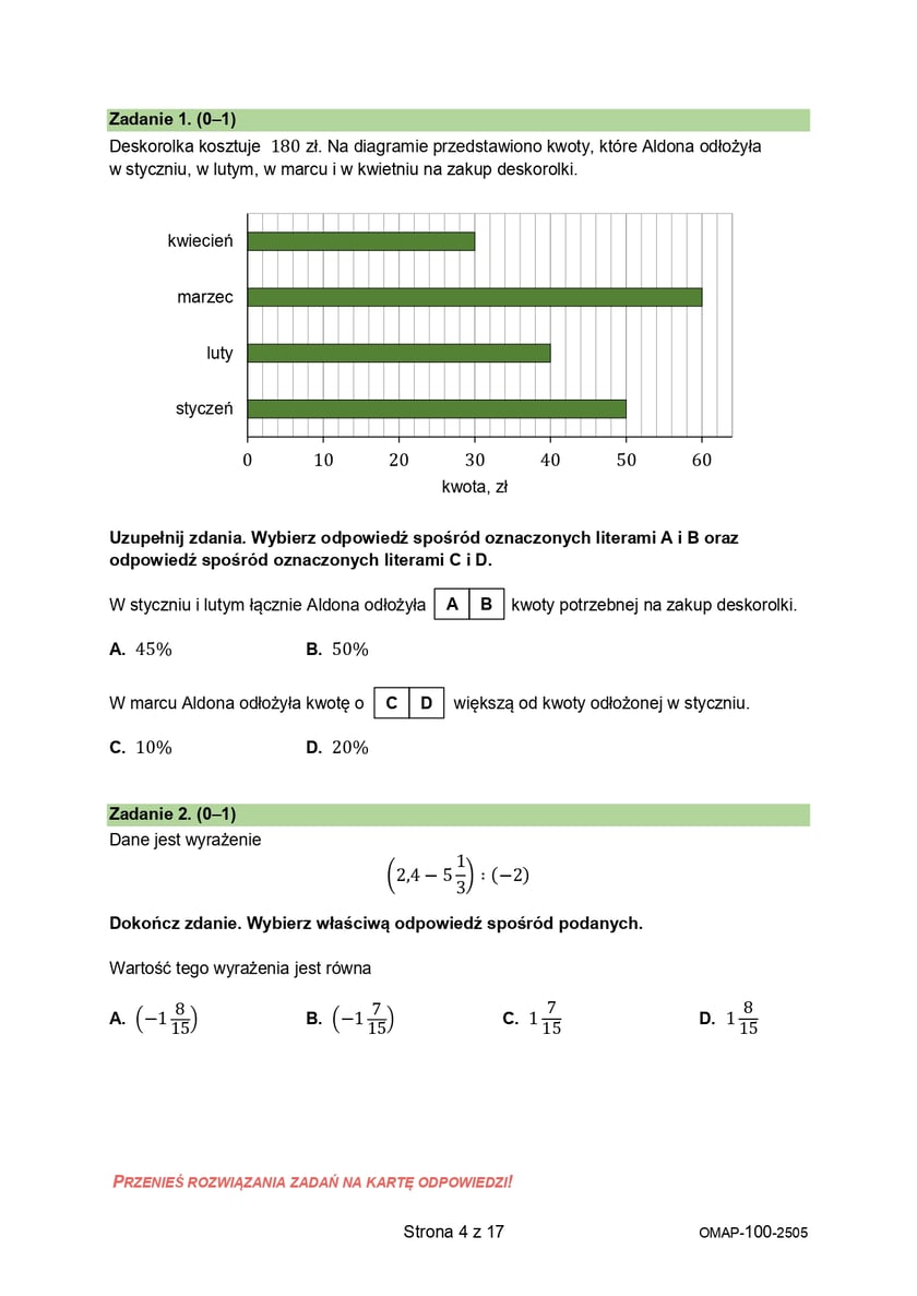 Egzamin ósmoklasisty 2025 z CKE - matematyka - arkusz 14 maja
