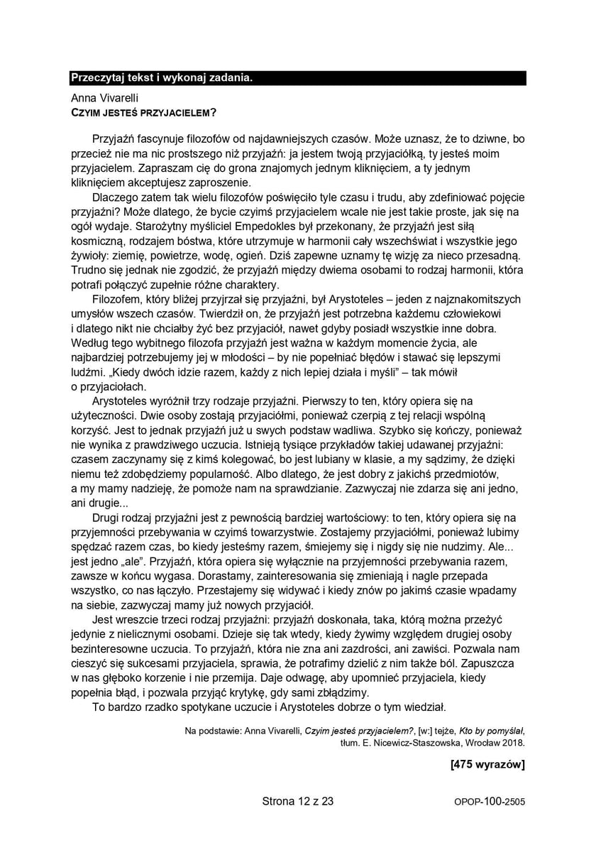 Egzamin ósmoklasisty 2025 CKE - język polski - ARKUSZ