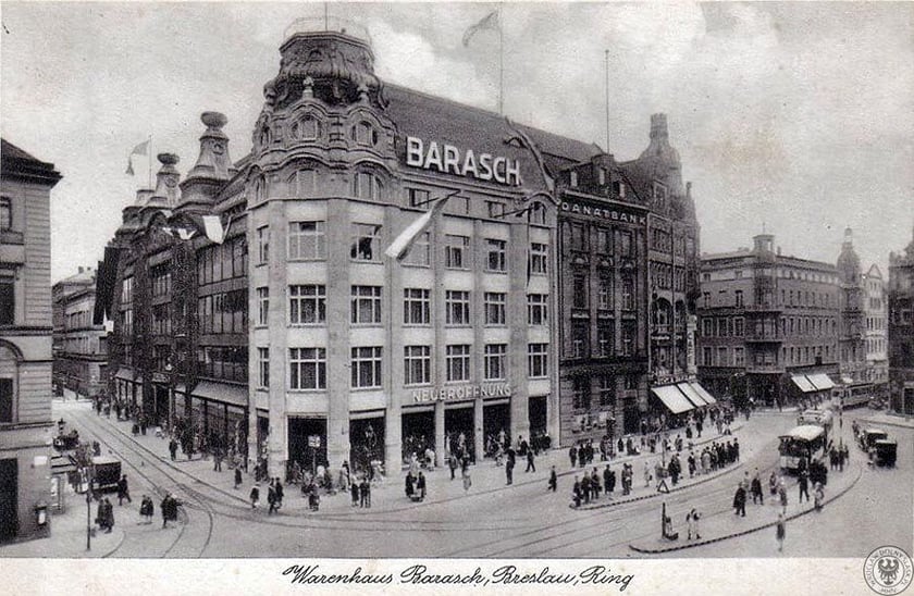 Dom towarowy Braci Baraschsów po gruntownej przebudowie otwarto 29 września 1929 r., pocztówka