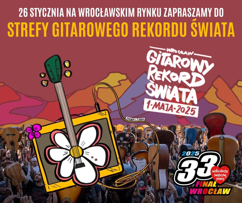 Finał WOŚP 2025 we Wrocławiu. Strefa Gitarowego Rekordu Świata