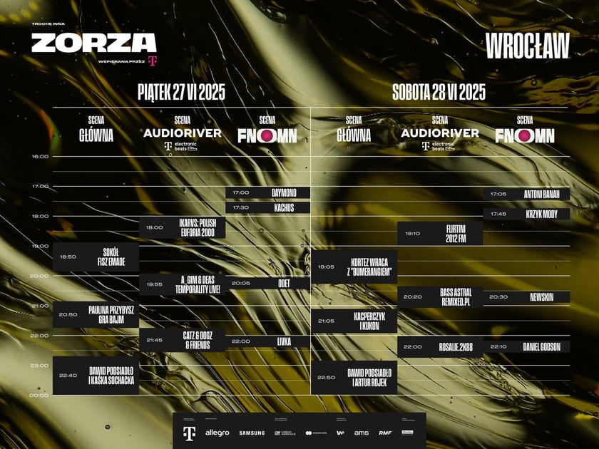 Powiększ obraz: ZORZA wspierana przez T-Mobile. Harmonogram koncertów we Wrocławiu 27-28.06